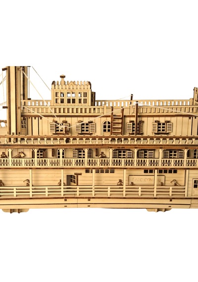 Nehir Gemisi Ahşap Maket Seti Dıy 3d Puzzle Mississippi Buharlı Gemi Koleksiyoner Modeli 713 Parça