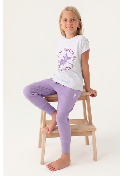 U.s. Polo Assn Lisanslı Starry Kar Melanj Kız Çocuk Pijama Takımı 5274-43205 Kar Melanj
