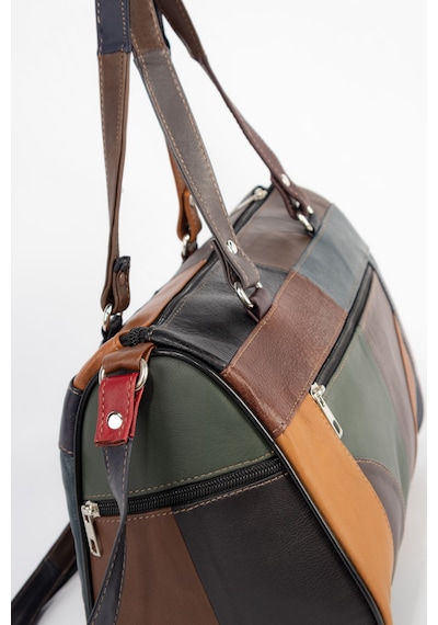 Westbag Hakiki Deri Lüks Kol Omuz Askılı Çapraz Postacı Çok Gözlü Çanta Koyu Çok Renkli