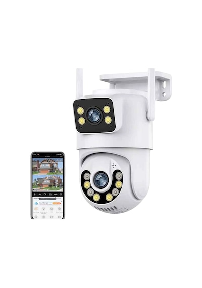 Çift Lens Wifi Ptz Kamera Otomatik Takip, Aı İnsan Algılama, Dijital Zoom,dış Mekan,360 Pan/tilt Beyaz