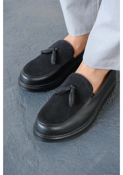 Mn002 - Cst Loafer Pelle Erkek Ayakkabı Sıyah Siyah