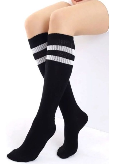 Yetiş Socks Dizaltı Kız Çocuk Okul Çorabı 3'lü Paket Beyaz - Siyah - Beyaz