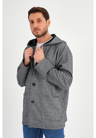 Alexandergardı Kapüşonlu İçi Şardonlu Oversize Hırka E23-607 03 Lacivert Melanj