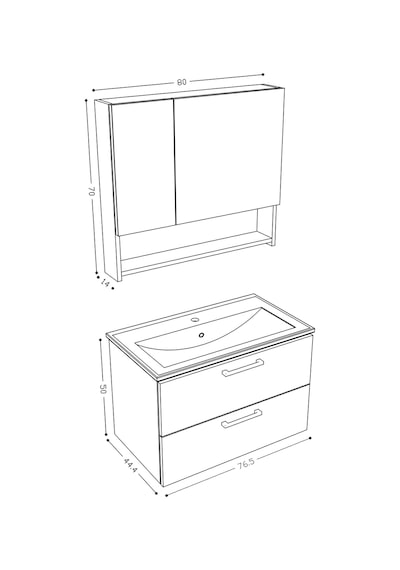 Teta Home Batum 80 Cm Mdf Banyo Dolabı Seti Antrasit