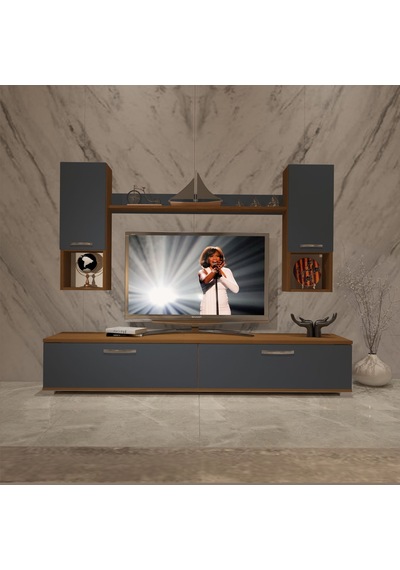 Decoraktiv Eko 5da Mdf Std Tv Ünitesi Tv Sehpası Ceviz - Antrasit