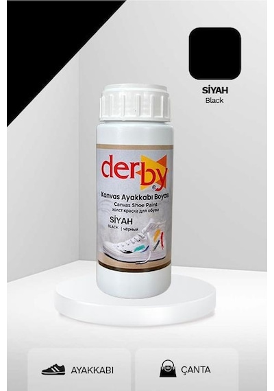 Derby Siyah Kanvas Bez Kumaş Ayakkabı Boyası 100 Ml Siyah