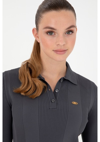 U.S. Polo Assn. Kadın Antrasit Polo Yaka Kazak 50297087-VR006