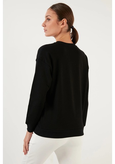 Fashion Frends Pamuklu Baskılı Bisiklet Yaka Sweat 22k0840k1 Taş