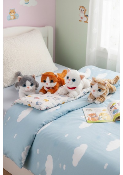 Miyavlayan Peluş Kedi 25 Cm - Yumuşacık Tüylü Sesli Uyku Arkadaşı Ve Hediye Kedi Oyuncak Turuncu