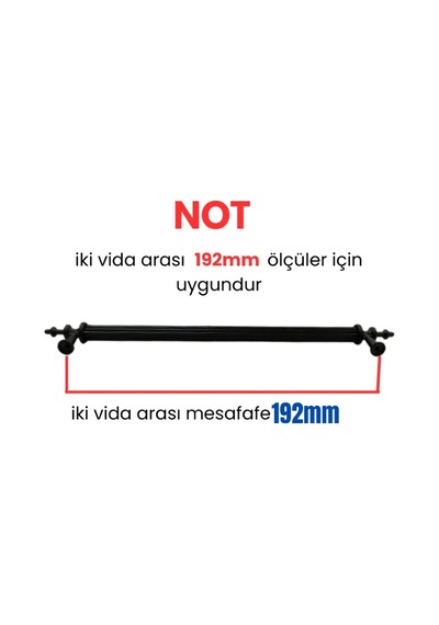 4 Adet Zirve Siyah Metal Mobilya Kulpu 192mm Siyah