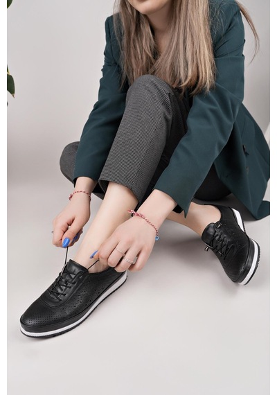 Nesilshoes Nesil Shoes Sdf 701-3 Siyah İçi Deri Günlük Kadın Ayakkabı