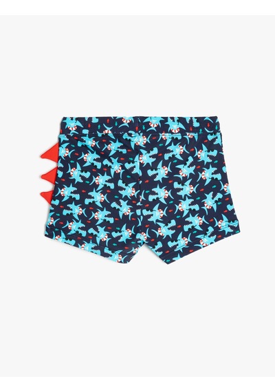 Koton Köpek Balığı Baskılı Beli Bağlamalı Deniz Şortu Lacivert Desenli 5skb00005mm Lacivert Desenli