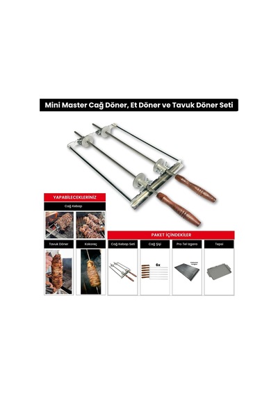 Barbekü Mangal Mini Master Cağ Döner, Et Döner Ve Tavuk Döner Seti