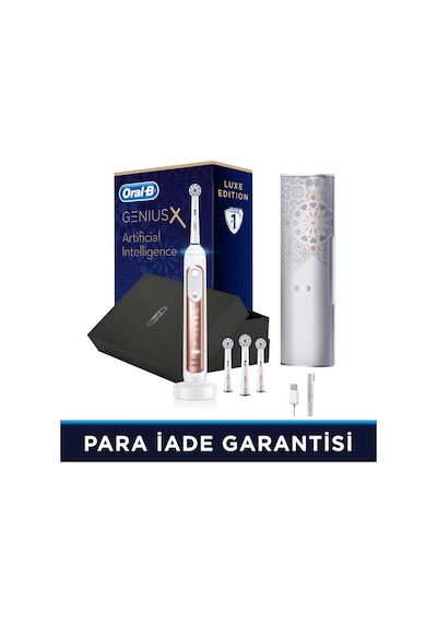 Oral-B Genius X AI Şarj Edilebilir Diş Fırçası Rose Gold + 4 Başlık + Seyehat Çantası