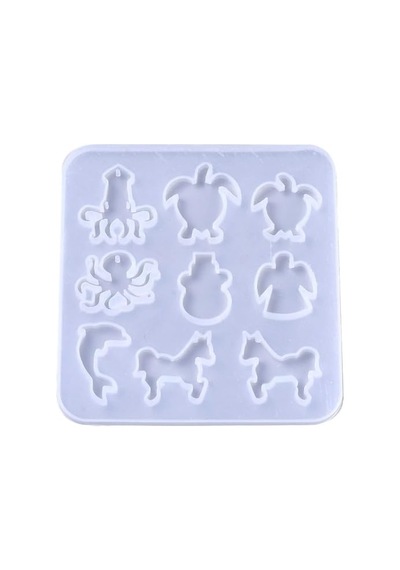 9 Farklı Tasarım Silikon Epoksi Kalıbı, Ahtapot, Kaplumbağa, Melek, At Figürlü, 9x9 Cm Diğer