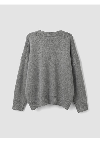 Lcw Vision Gri V Yaka Oversize Kadın Triko Kazak