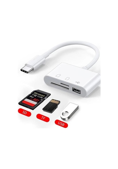 3252 Usb Type C To Sd Microsd Tf Kart Okuyucu Usb 3in1 Çevirici Dönüştürücü Adaptör