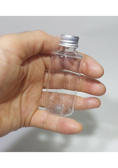 50 Adet Boş Şişe Tıpalı Gümüş Kapaklı Kolonya Şişesi Doldurulabilir Cep Plastik Parfüm Şişesi 50 Ml