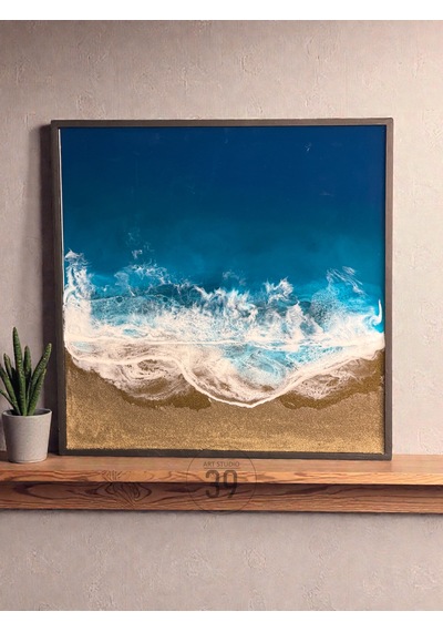 Tropical Ocean Epoksi Duvar Tablosu, Çerçeveli Okyanus Temalı El Yapımı Sanat Eseri, 40x40 Cm 1 Adet Tropical Ocean Epoksi Duvar Tablosu, Çerçeveli Okyanus Temalı El Yapımı Sanat Eseri, 40x40 Cm 1 Adet