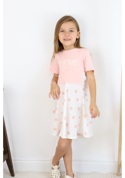 Miababy Puantiyeli Elbise Pudra