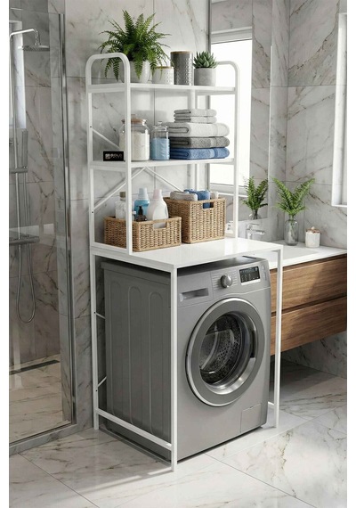 Çamaşır Makinesi Üstü Raf Beyaz 70 Cm Çok Renkli