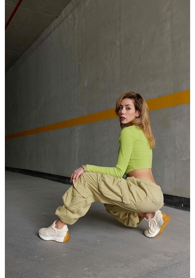 Hello Bej Hakiki Deri Kadın Sneaker-Bej