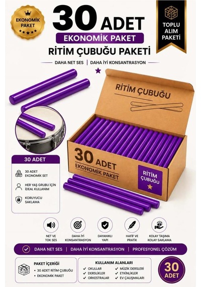 Midex Örf-bt-25prp-15x Mor Ritim Çubuğu Örf Aletleri Seti 25 Cm Karbon Fiber Toptan Paket 15 Çift Tek Renk