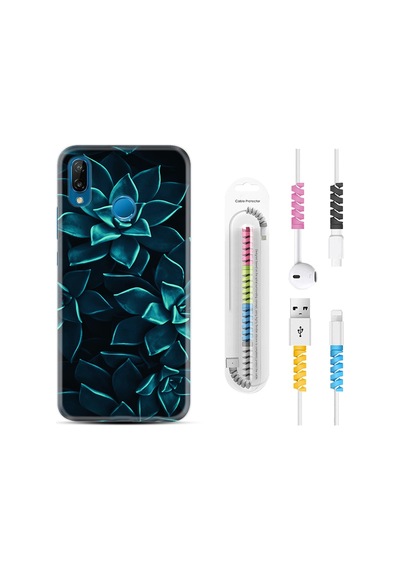Huawei P20 Lite Kılıf Kablo Koruyuculu Mistik Çiçekler 1650