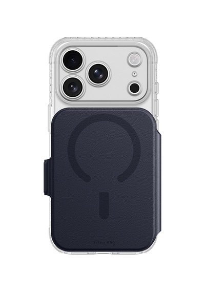 İphone 18 Pro Max Kılıf M-safe Özellik Amazingthing Titan Lens Flip Serisi Kartlıklı Kapak Lacivert