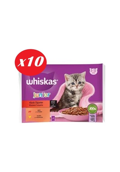 Whiskas Junior Yavru Kedi Sığırlı Tavuklu 4x85 Gr Set 10'lu