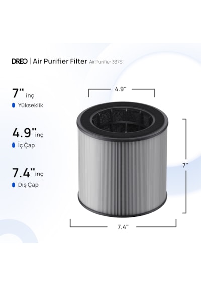 Air Purifier 337s Akıllı Hava Temizleyici Uyumlu 3 Aşamalı Hepa Filtresi Yedek Filtre Açık Gri
