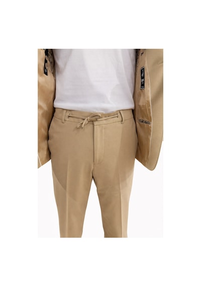 Pike Kumaş Jogger Pantolonlu Erkek Takım Elbise Torba Cepli Tek Düğme Slim Fit Kombin Bej