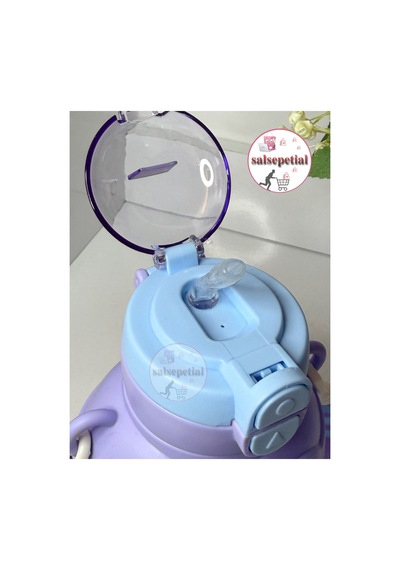 Ayıcık Su Matarası Ayıcıklı Suluk Figürlü Su Şişesi Ayıcık Matara Askılı Pipetli Matara 750ml Mavi