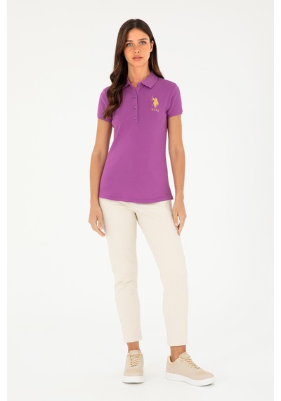 U.S. Polo Assn. Kadın Mor Basic Polo Yaka Tişört 50280071-VR038