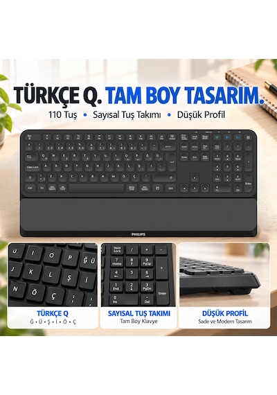 Philips SPT6607 Kablosuz Türkçe Q Klavye & Mouse Set