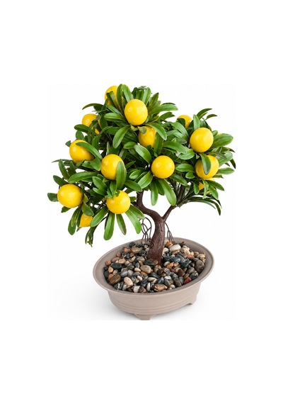 2'li Yapay Bonsai Ağaç Seti Yapay Limon Ağacı + Yapay Çam Bonsai Yeşil Yeşil