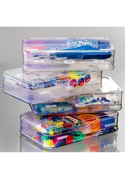 Şeffaf Plastik Bölmeli Çift Taraflı Hobi Dikiş Iğne Kutusu Düzenleyici Arduino Balıkçı Malzeme Saklama Organizer 1 Cok Renkli