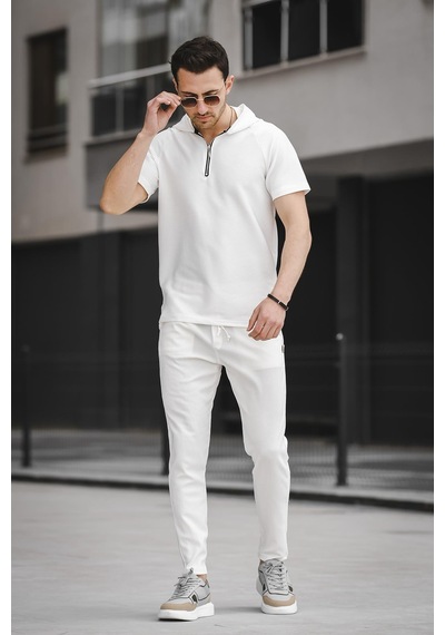 Allard Ottoman Kumaş Slim Fit Fermuarlı Kapüşonlu Erkek Tshirt 001