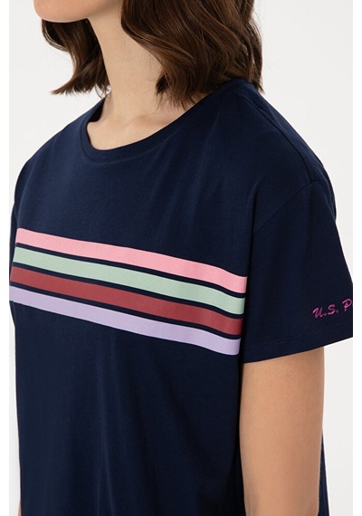 U.S. Polo Assn. Kadın Bisiklet Yaka Tişört 50308639-vr033 Lacivert