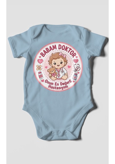 Morivokids Babaya Özel Kısa Kollu Bebek Body %100 Pamuk Zbn290-kk Bebe Mavisi