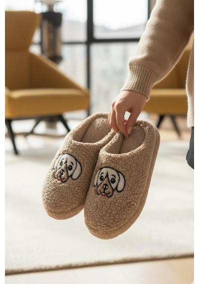 Ft 102 Köpek Nakışlı Kadın Ev Terliği Peluş Terlik Çeyiz Ve Bohça Terliği Ses Yapmaz Kalın Taban Camel Ft 102 Köpek Nakışlı Kadın Ev Terliği Peluş Terlik Çeyiz Ve Bohça Terliği Ses Yapmaz Kalın Taban Camel