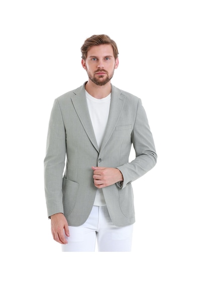 Hatemoğlu Gri Slim Fit Kareli Mono Yaka Klasik Ceket 14293024d001 140 Gri