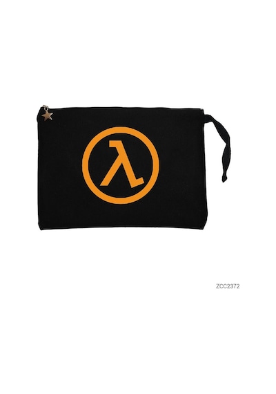 Zepplin Giyim Half Life Logo Pocket Siyah Clutch Astarlı Cüzdan / El Çantası