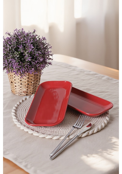 Keramika Kırmızı Pergamon Kayık Tabak 26 Cm 2 Adet 506