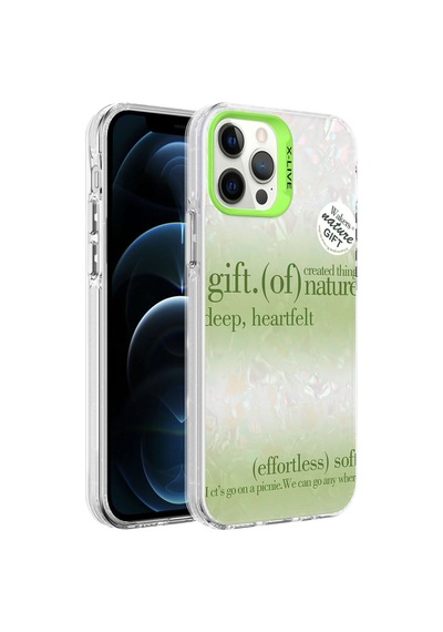 Apple Uyumlu iPhone 12 Pro Kılıf Mermer Desenli Zore Marbello Kapak Yeşil