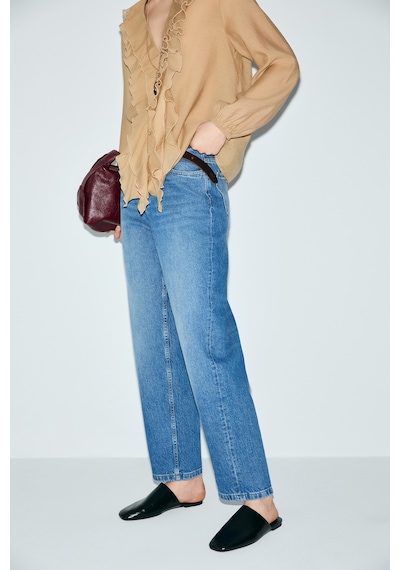 Lufian Lotus Kadın Denim Mom Fıt- Yüksek Bel Mavi Mavi 121200009100300