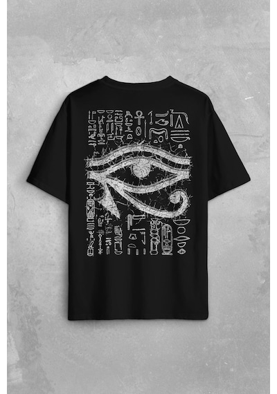 The Eye Of Ra Antik Mısır Ra'ın Gözü Baskılı Unisex Oversize Siyah Tişört 001