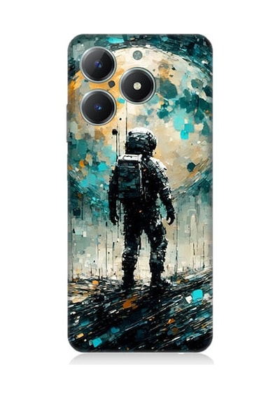 Realme C61 Uyumlu Ayda Astronot  Desenli Silikon Kılıf