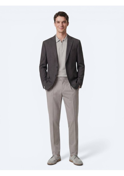 Kip Renkli Mikro Modern Fit Yün Karışımlı Ceket