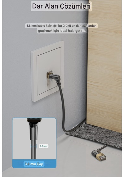 Vention 3-metre Cat8 Ethernet Kablosu 40 Gpbs+5g+2000 Mhz.
